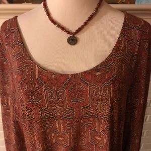 Peruvian Connection pleated, picked dress XL